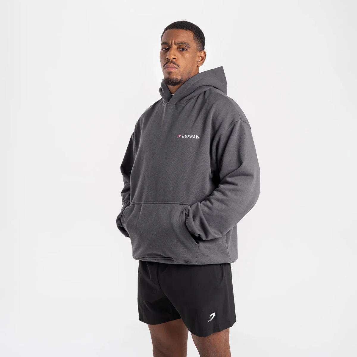 Bluza Boxraw We Don't Play Boxing oversize z kapturem Szaro-różowa  - Image 2