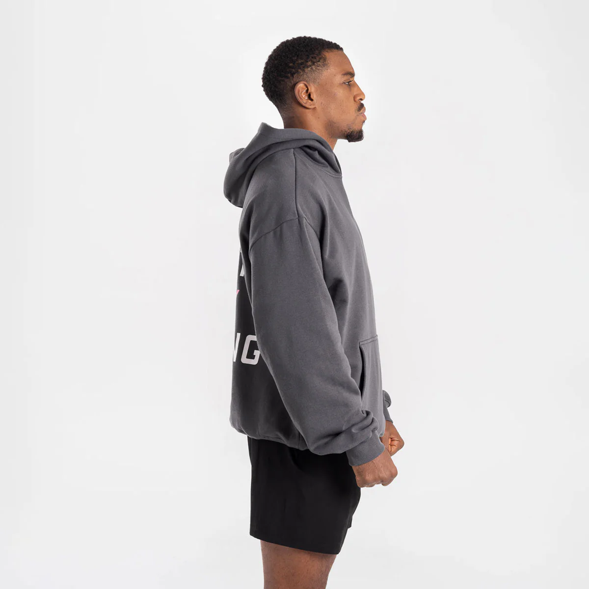 Bluza Boxraw We Don't Play Boxing oversize z kapturem Szaro-różowa  - Image 3