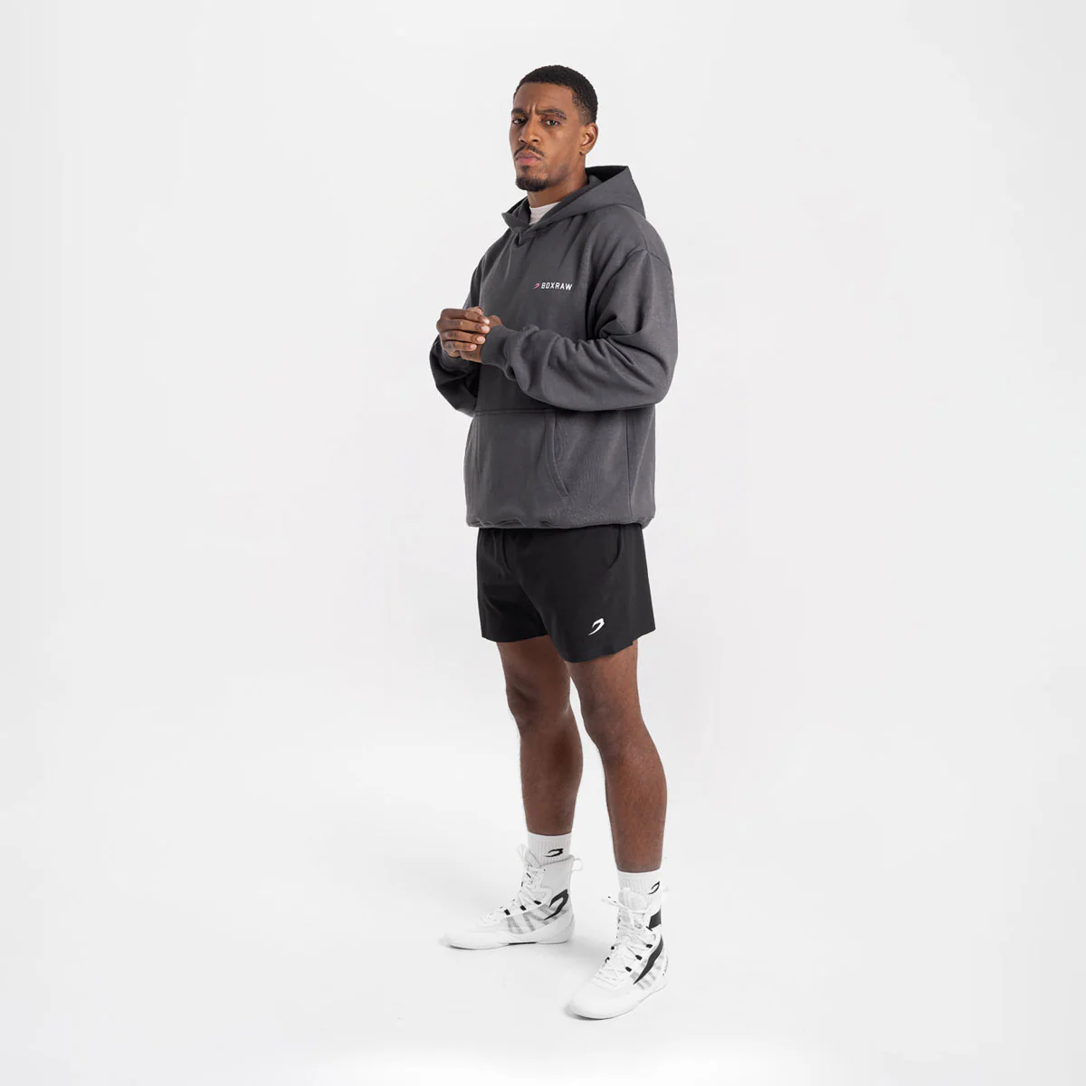 Bluza Boxraw We Don't Play Boxing oversize z kapturem Szaro-różowa  - Image 5