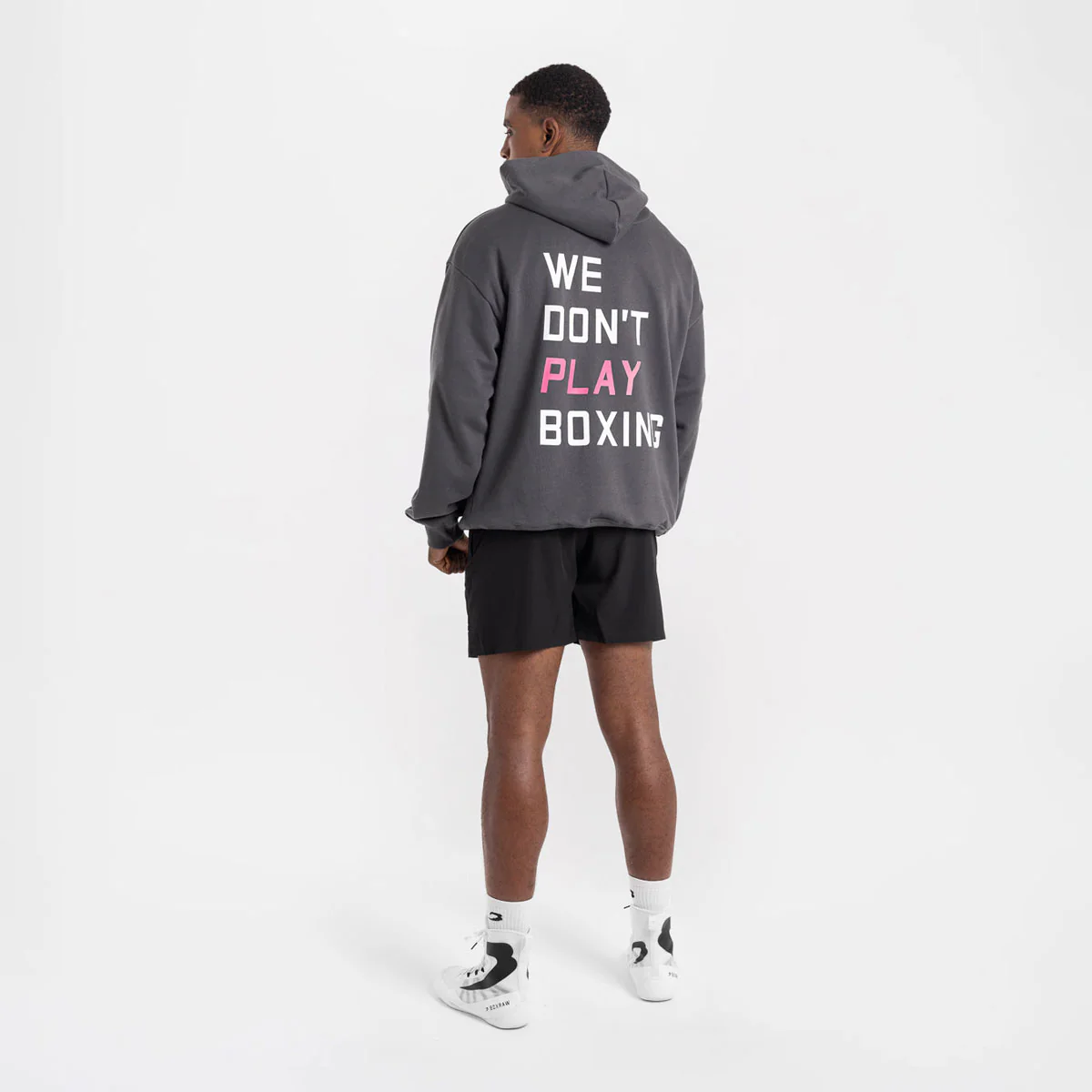 Bluza Boxraw We Don't Play Boxing oversize z kapturem Szaro-różowa  - Image 6