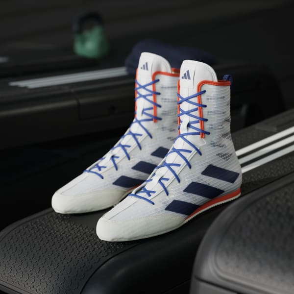 Buty Bokserskie Adidas Box Hog 4 Biało-niebieski  - Image 3
