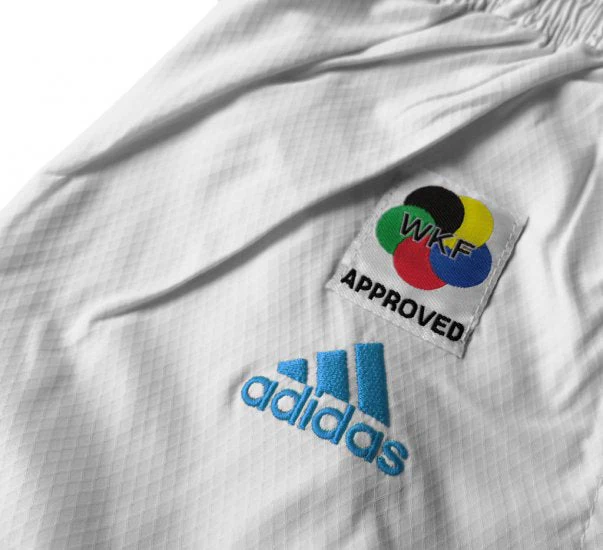Karatega Adidas Kumite Adilight Primegreen WKF Niebieskie Paski - Image 5