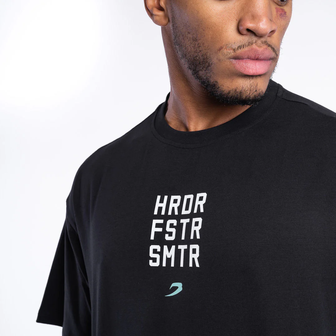 Koszulka Boxraw HRDR FSTR SMTR Oversize Czarna  - Image 8