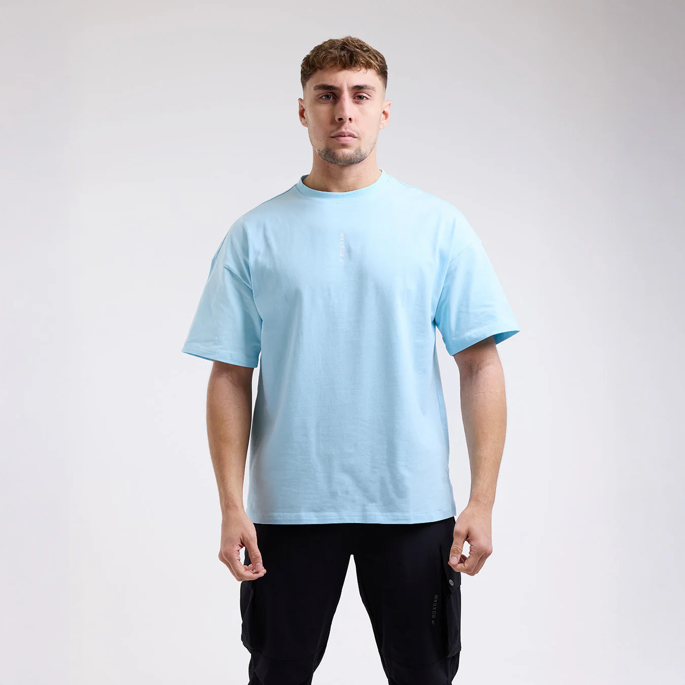 T-shirt Boxraw Lineal Oversize Niebieski  - Image 2