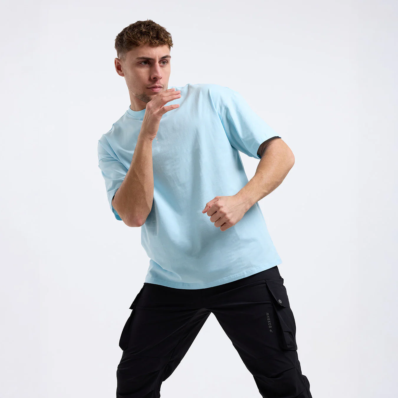T-shirt Boxraw Lineal Oversize Niebieski  - Image 3