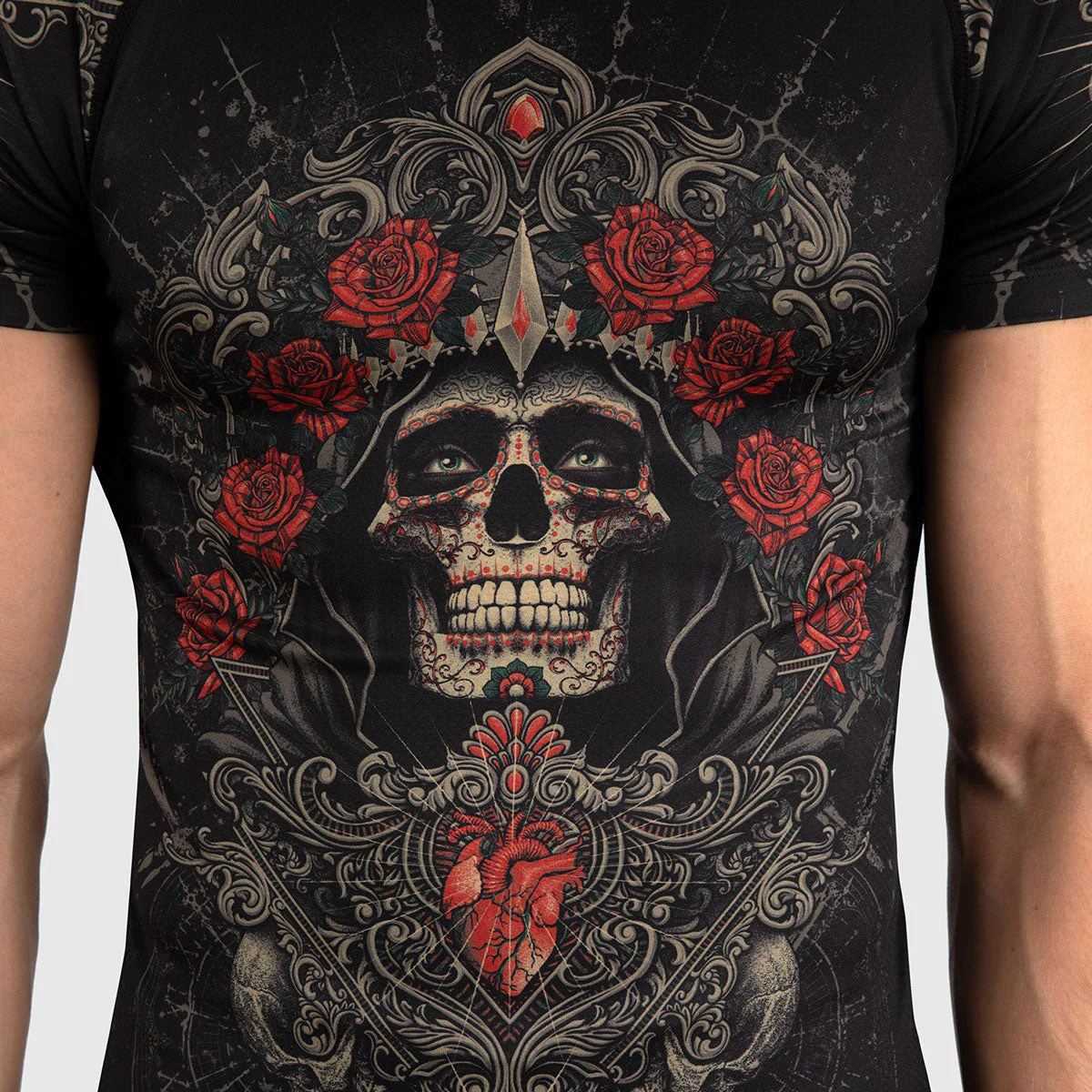 Rashguard Venum Santa Muerte 5.0 krótki rękaw Czarny-Złoty  - Image 5