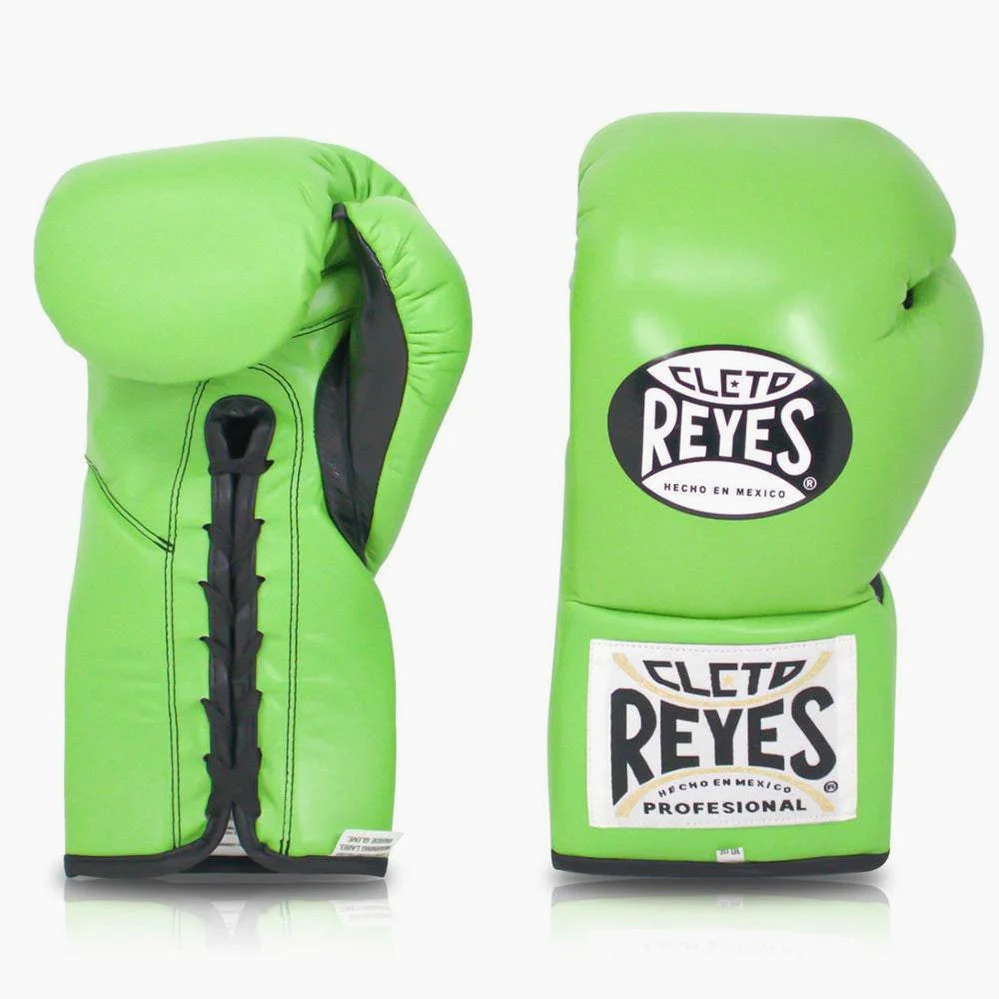 Rękawice bokserskie Cleto Reyes Profesjonalne CB2 Zielona Limonka z Sznurówki  - Image 2
