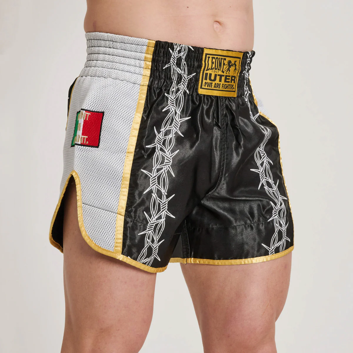 Spodenki kick-thai Leone IUTER Barbed Wire AB05IU Czarny  - Image 2