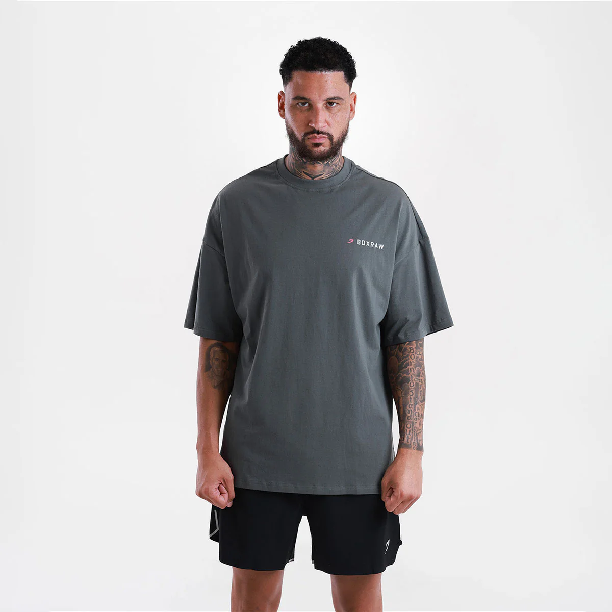 T-shirt Boxraw We Don't Play Boxing Oversize Szaro-różowa  - Image 5